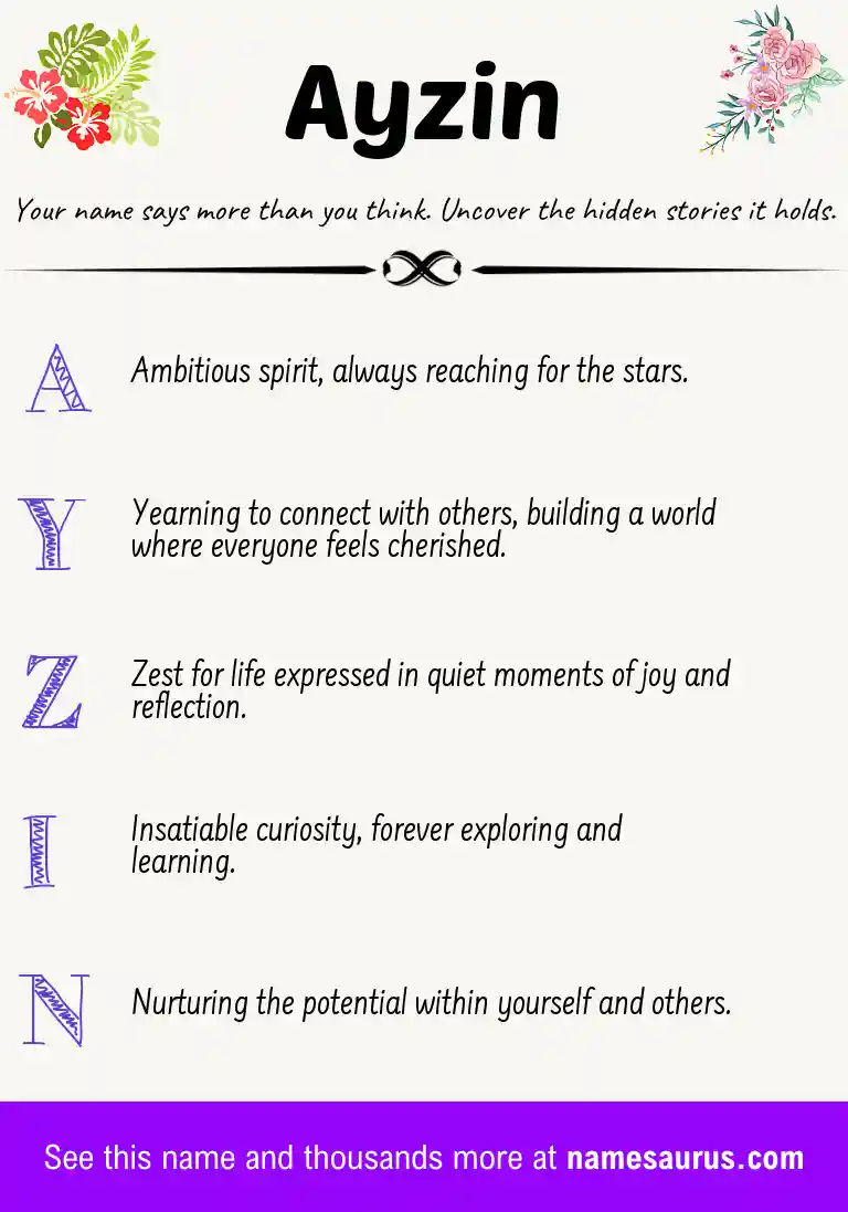 Acrostic poem about Ayzin.