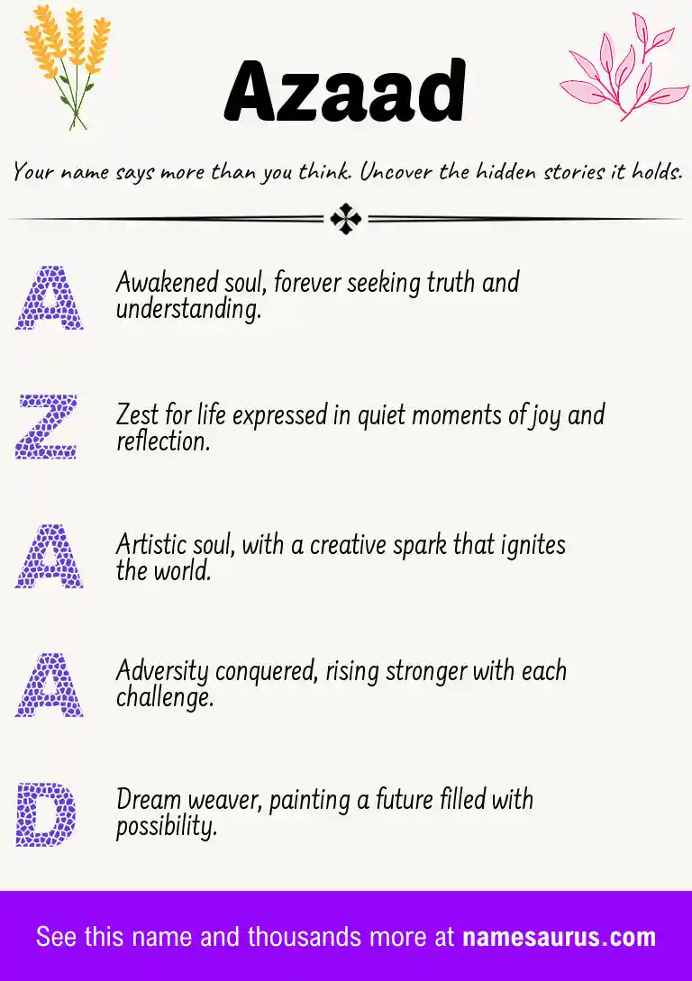 Acrostic poem about Azaad.
