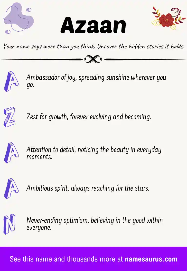 Acrostic poem about Azaan.