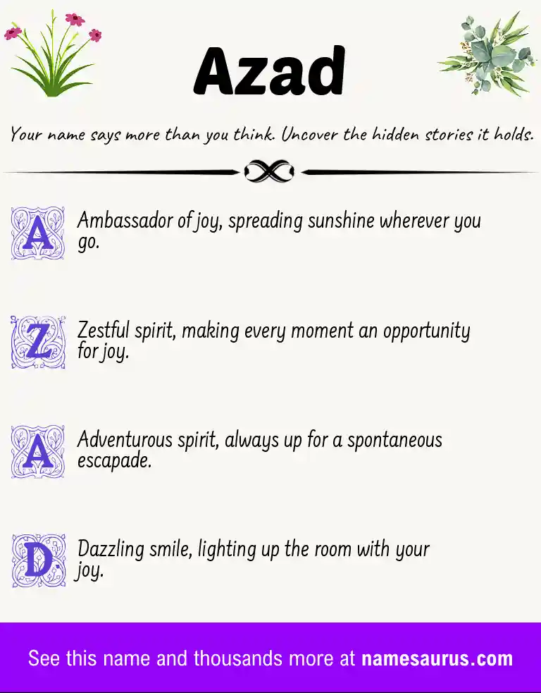 Acrostic poem about Azad.