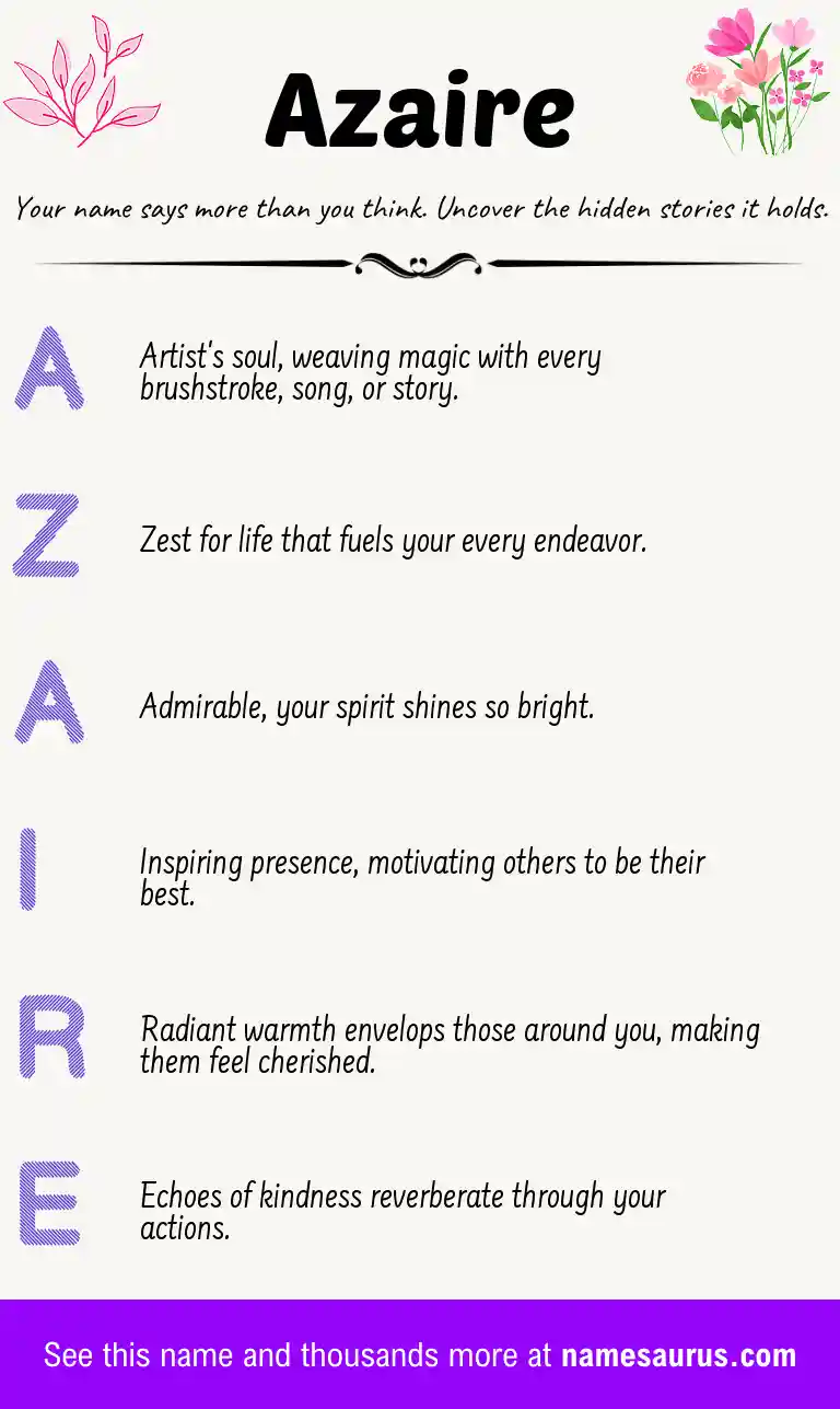 Acrostic poem about Azaire.