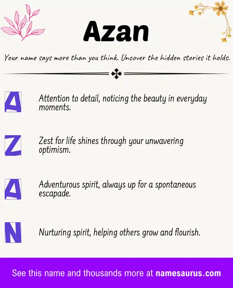 Acrostic poem about Azan.