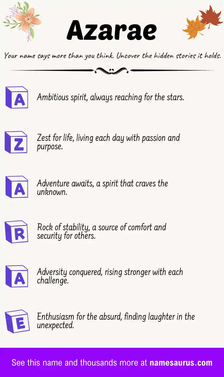 Acrostic poem about Azarae.