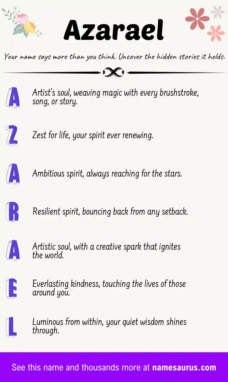 Acrostic poem about Azarael.