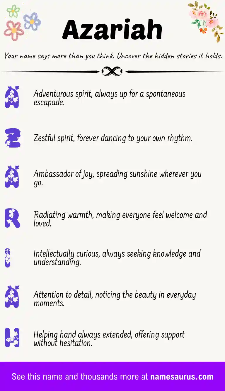 Acrostic poem about Azariah.