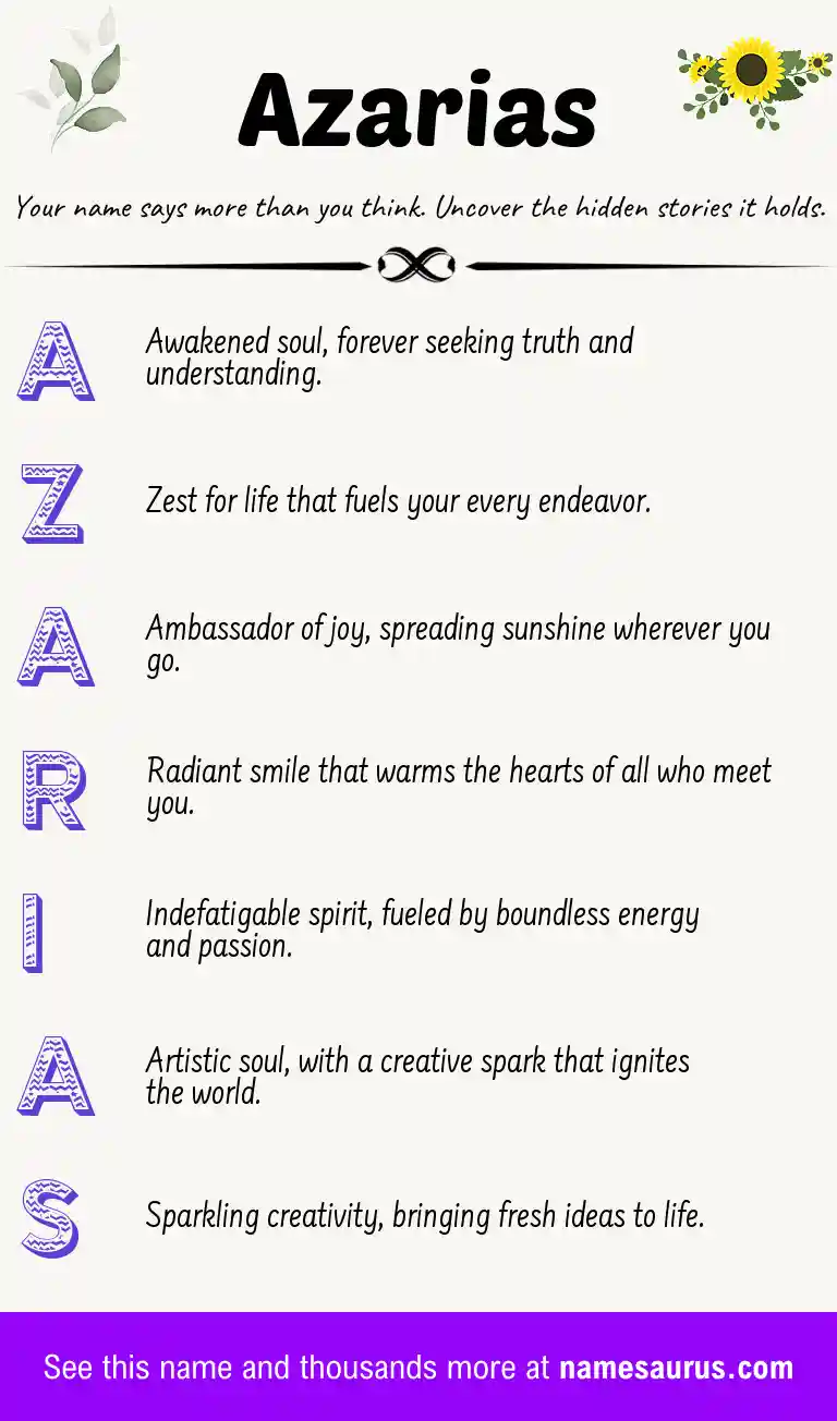 Acrostic poem about Azarias.
