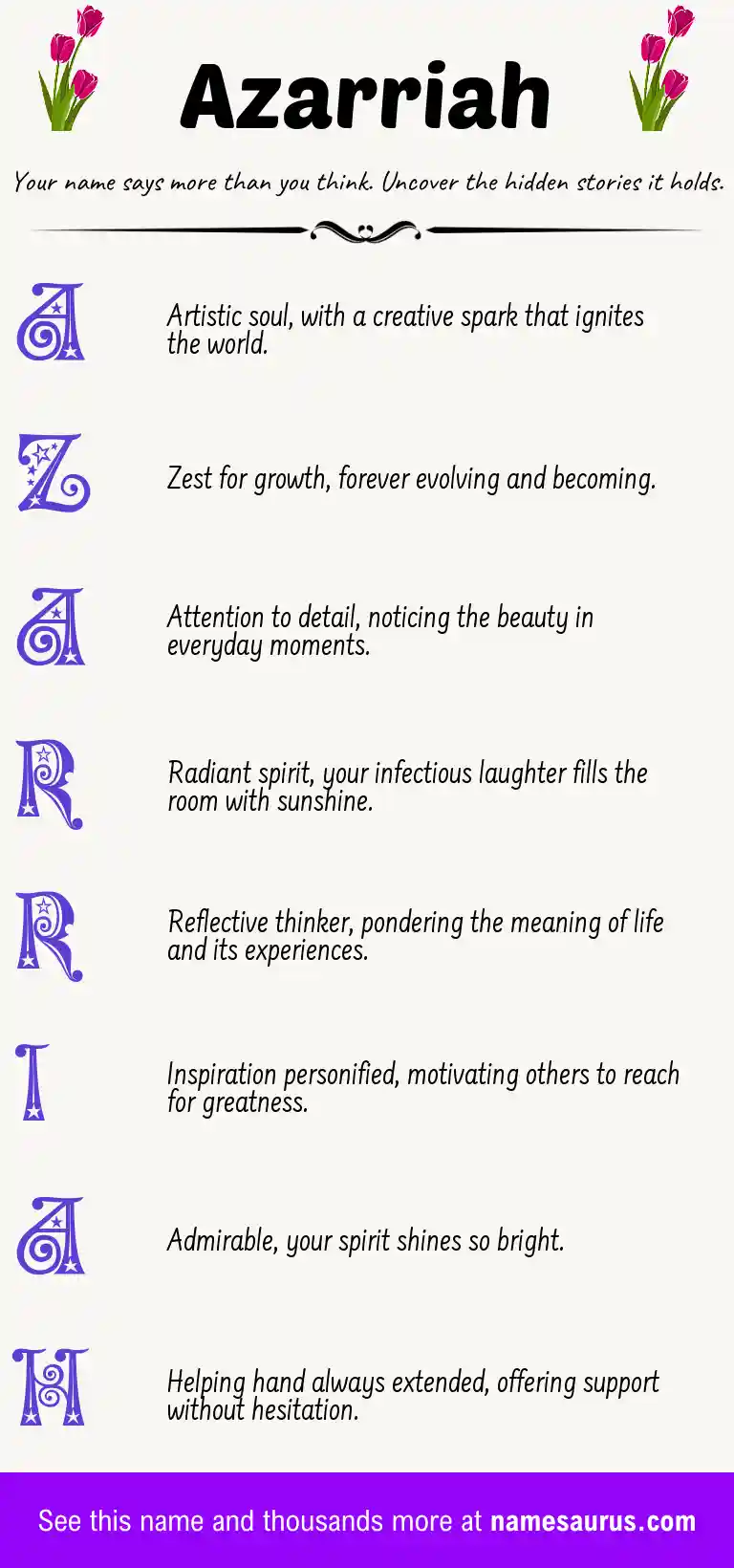 Acrostic poem about Azarriah.