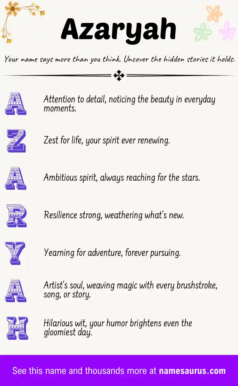 Acrostic poem about Azaryah.