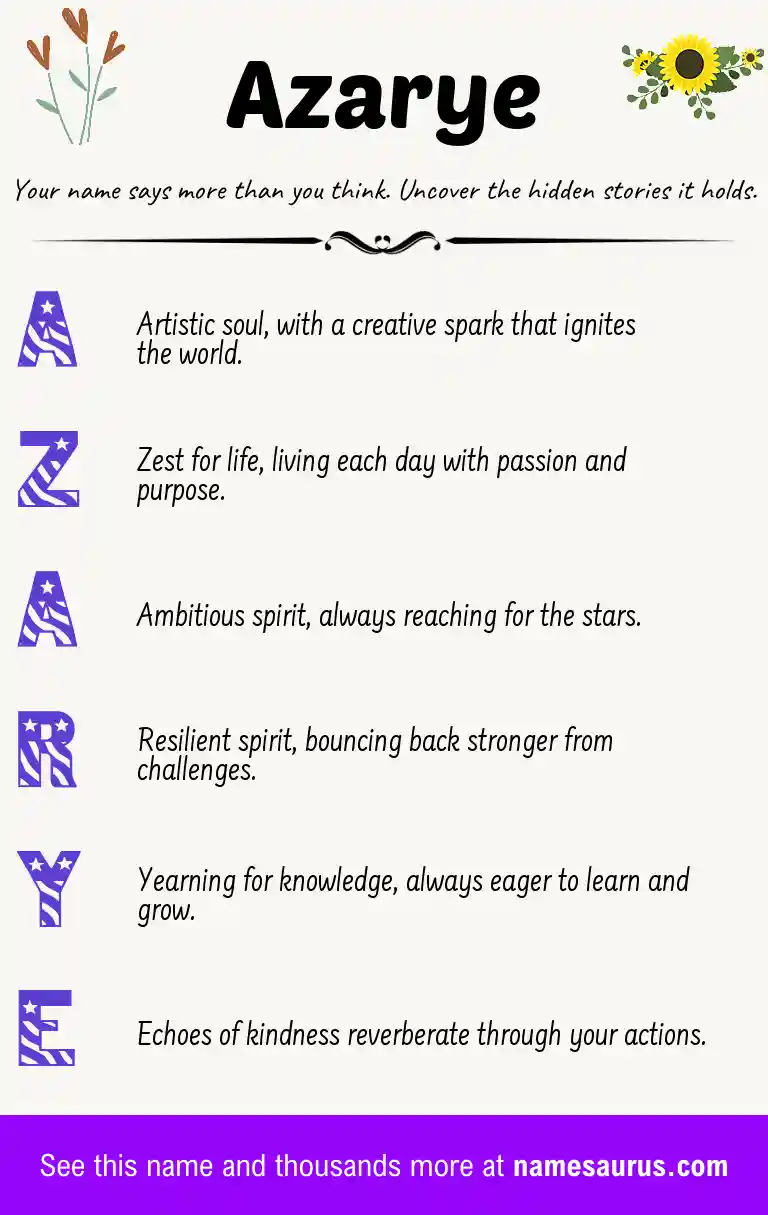 Acrostic poem about Azarye.
