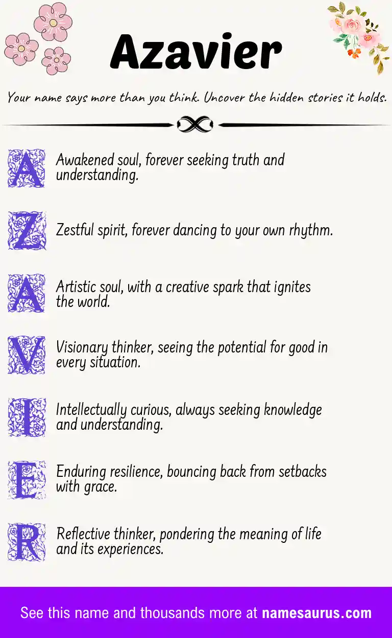 Acrostic poem about Azavier.