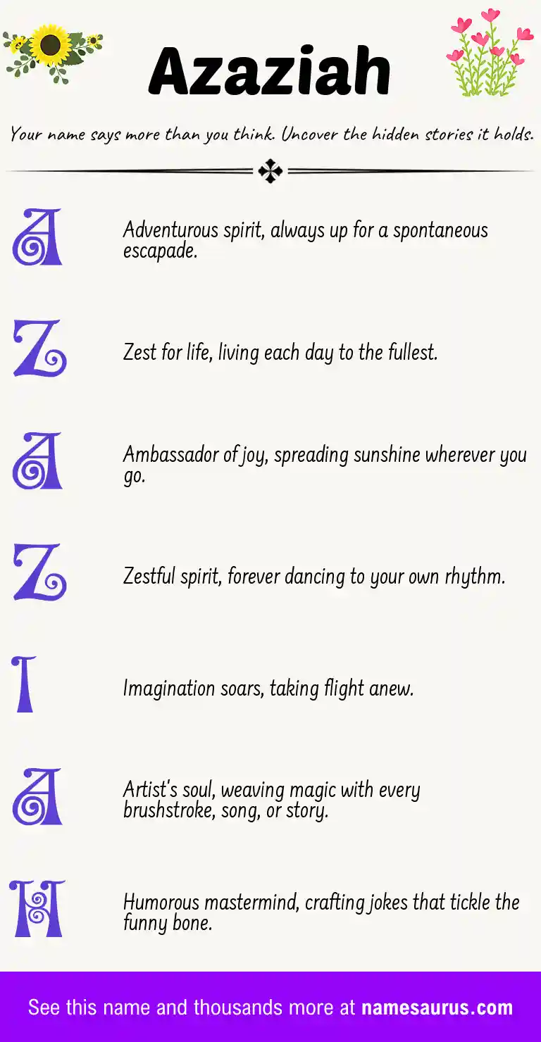 Acrostic poem about Azaziah.