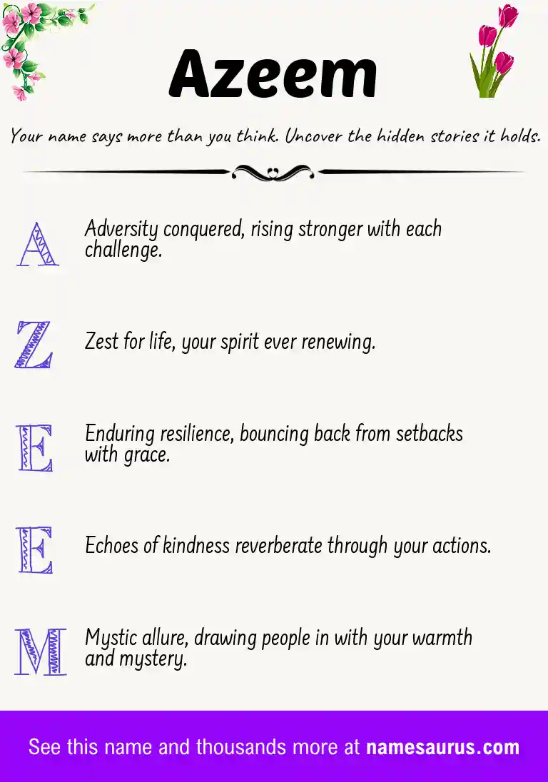 Acrostic poem about Azeem.