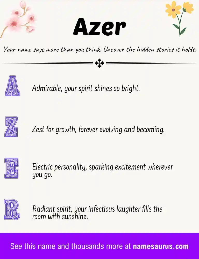 Acrostic poem about Azer.