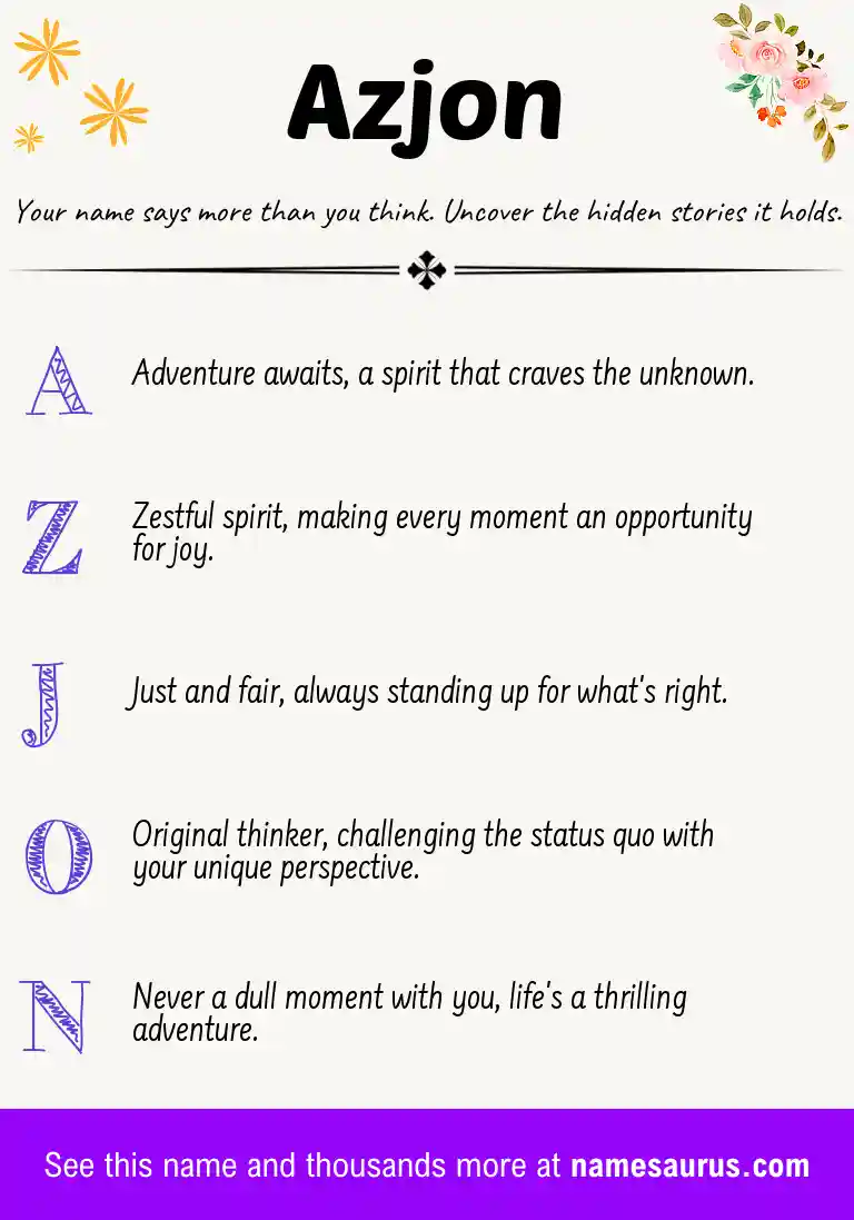 Acrostic poem about Azjon.