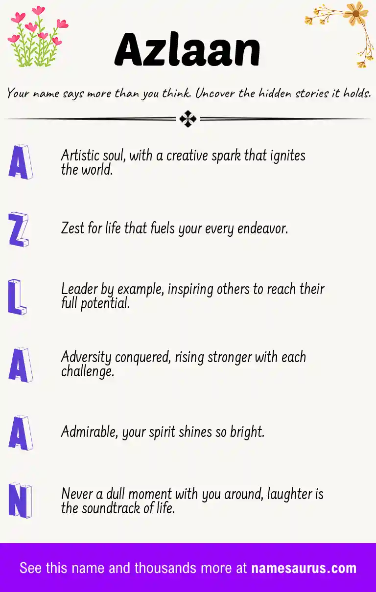 Acrostic poem about Azlaan.