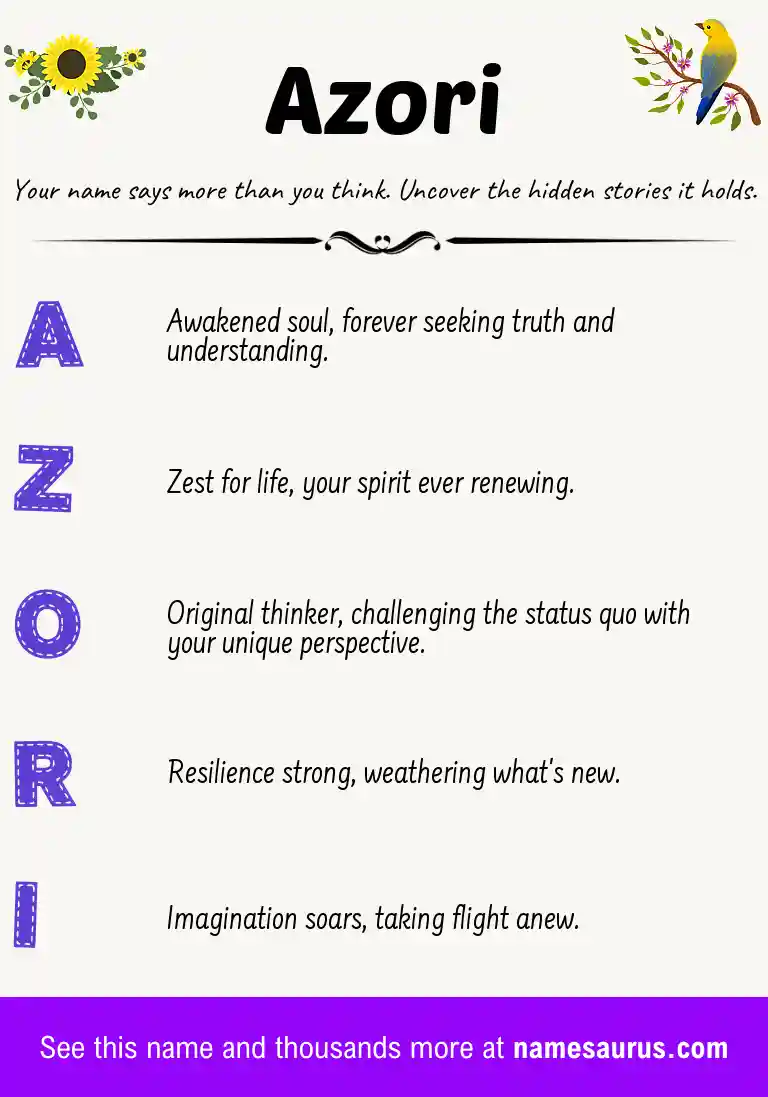 Acrostic poem about Azori.