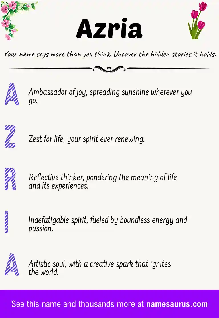Acrostic poem about Azria.