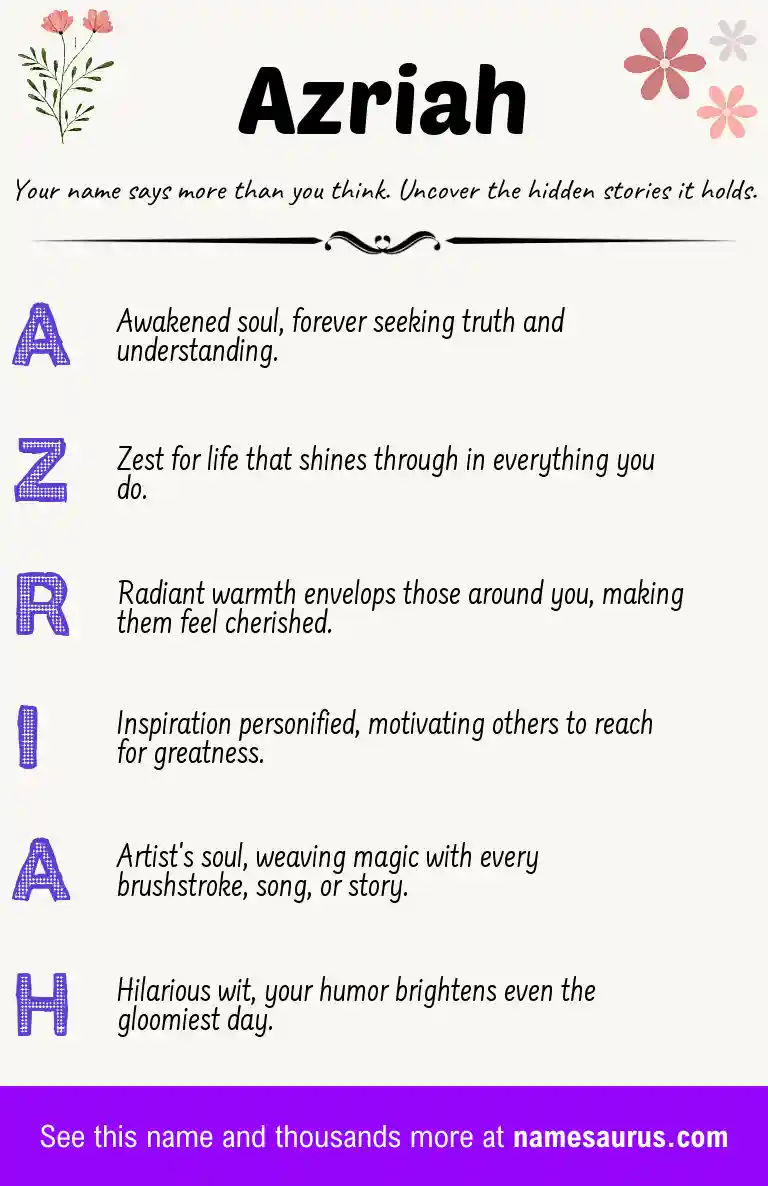 Acrostic poem about Azriah.