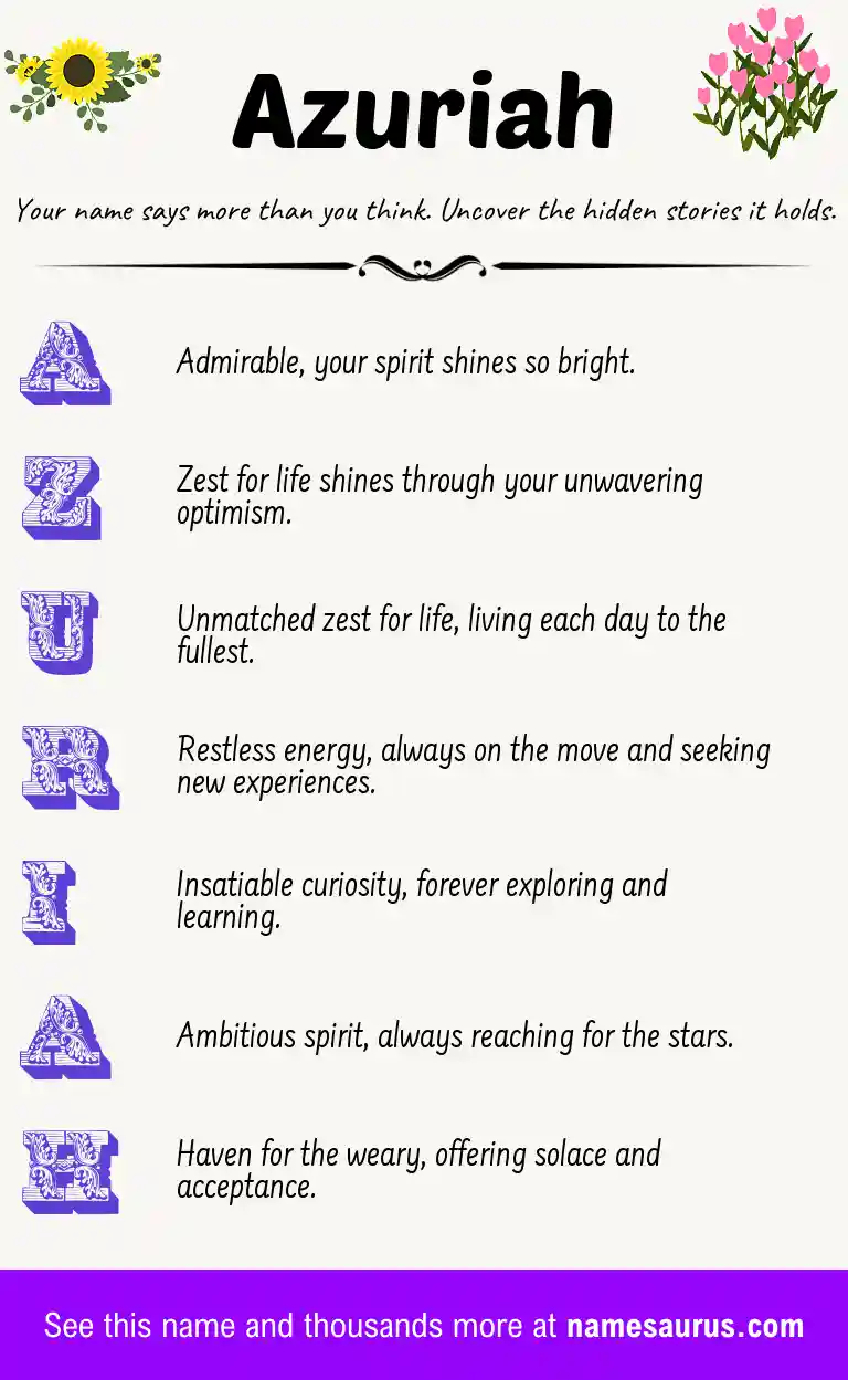 Acrostic poem about Azuriah.