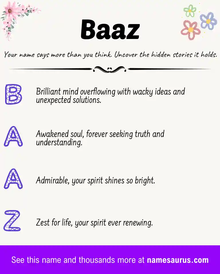 Acrostic poem about Baaz.