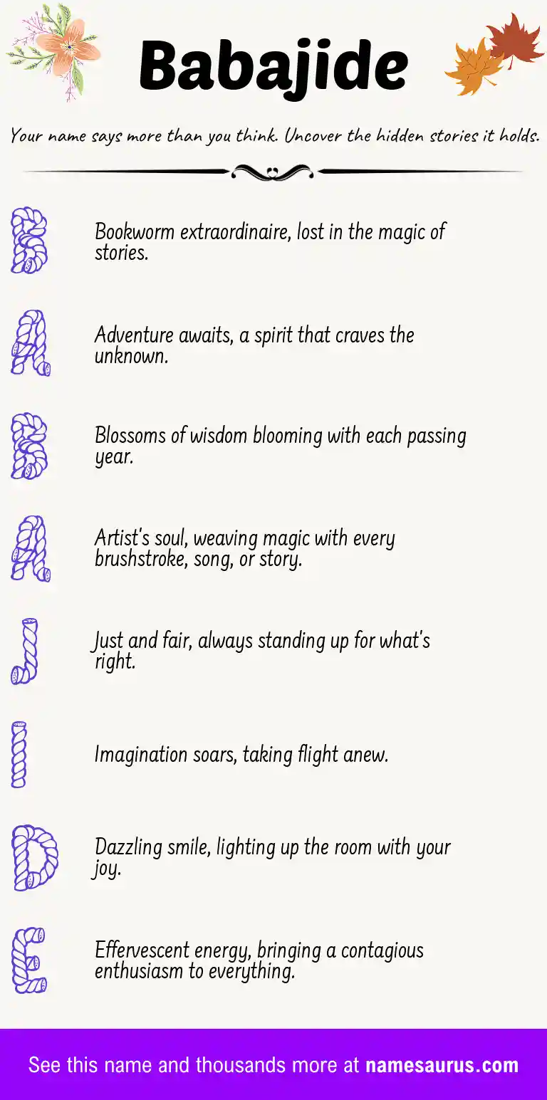 Acrostic poem about Babajide.