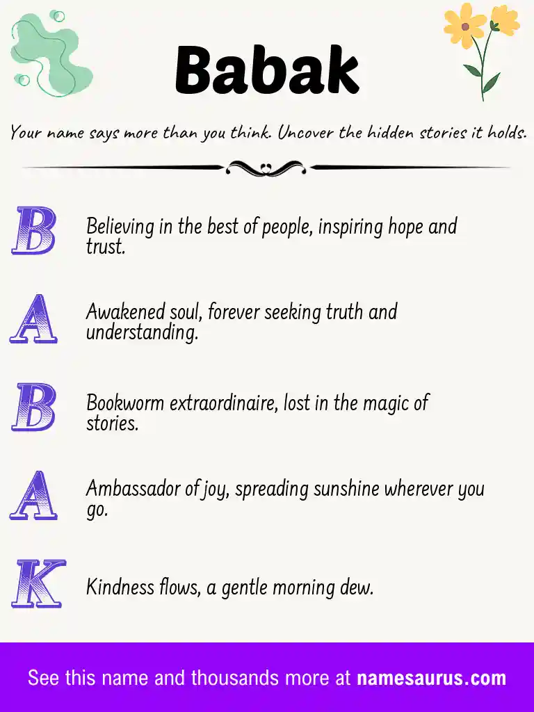 Acrostic poem about Babak.