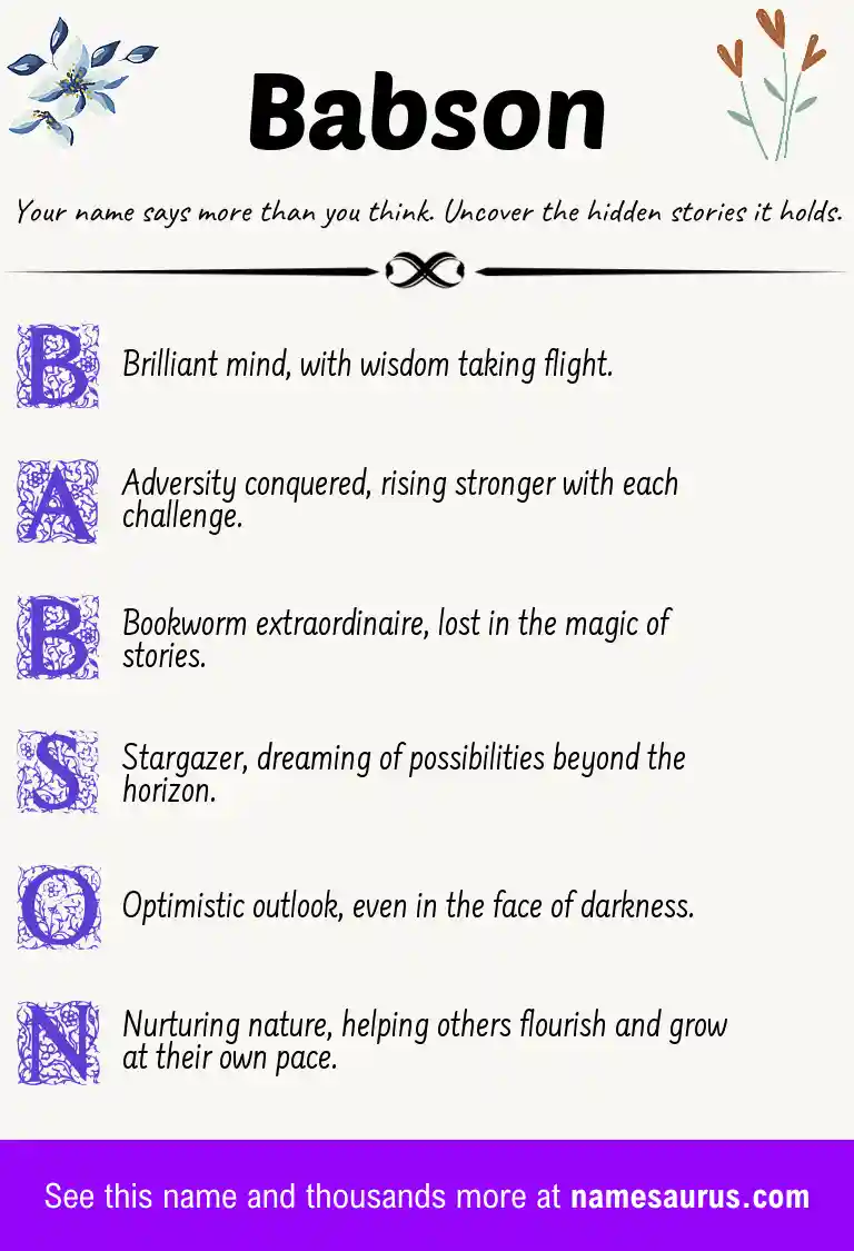 Acrostic poem about Babson.