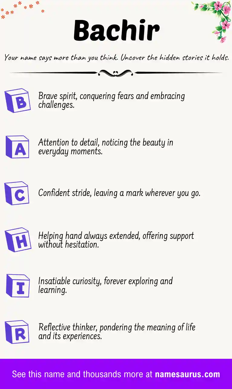Acrostic poem about Bachir.