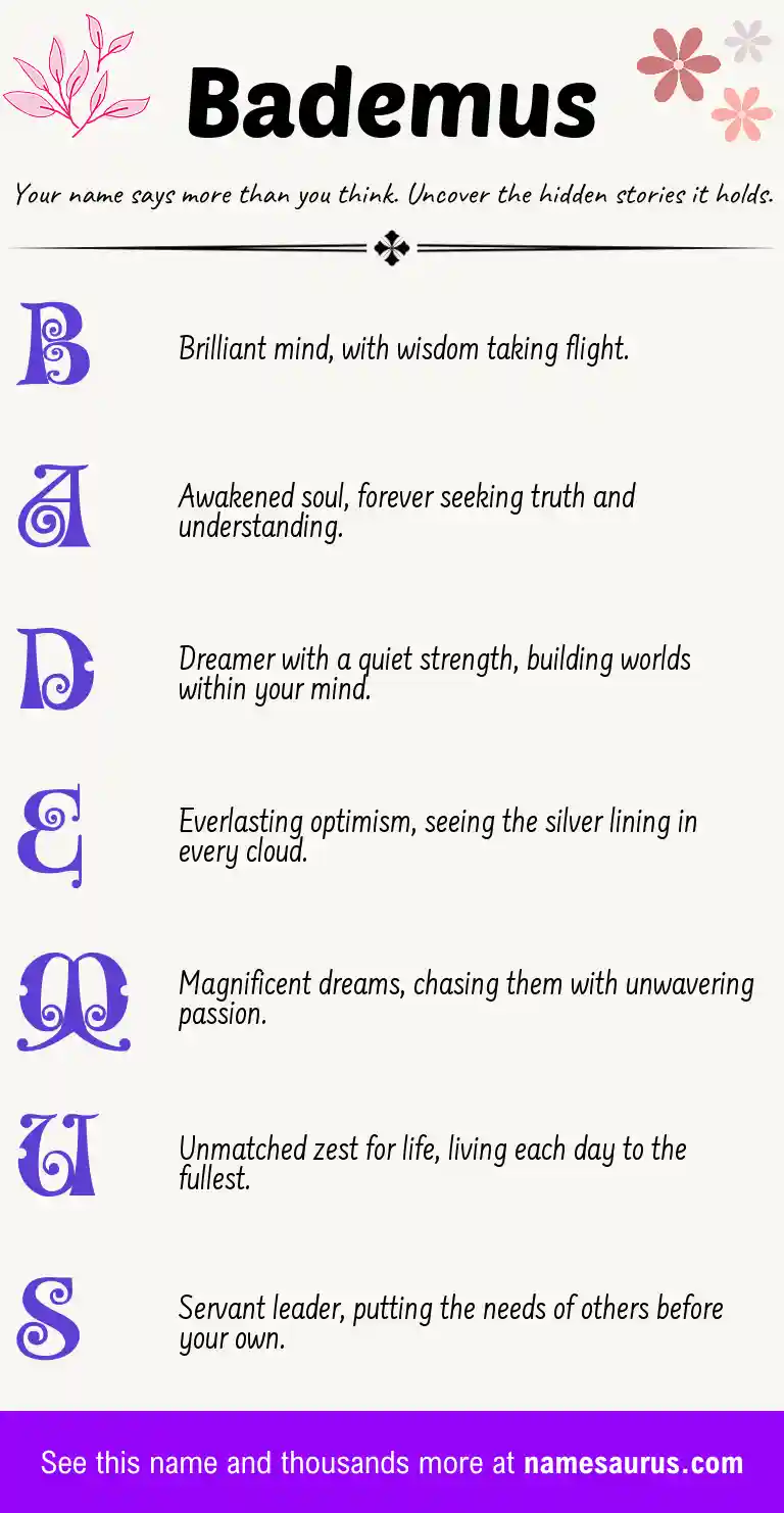 Acrostic poem about Bademus.