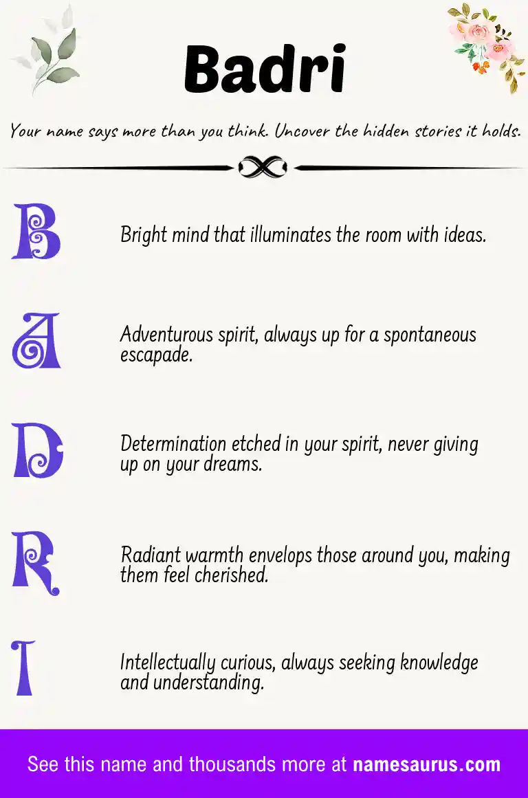 Acrostic poem about Badri.