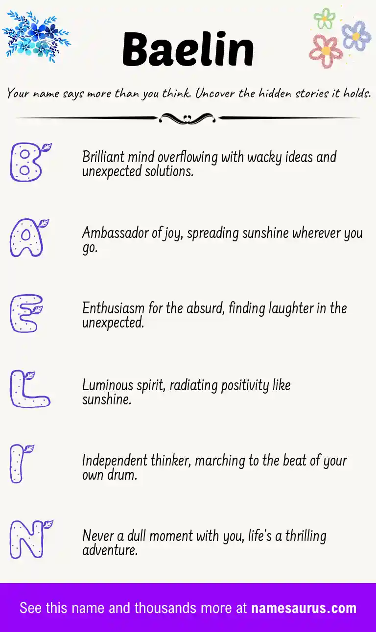 Acrostic poem about Baelin.