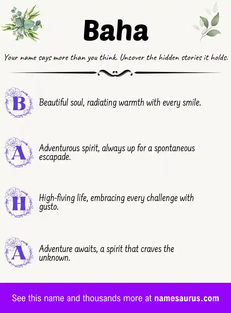 Acrostic poem about Baha.