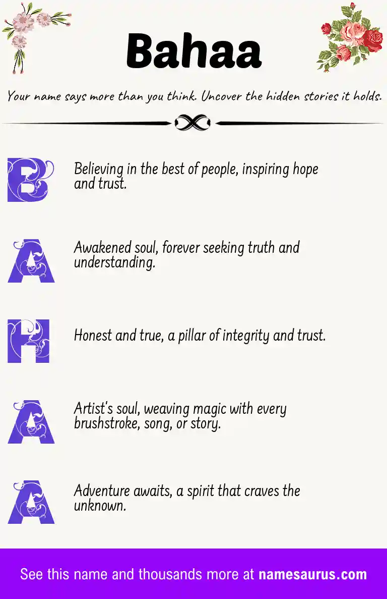 Acrostic poem about Bahaa.