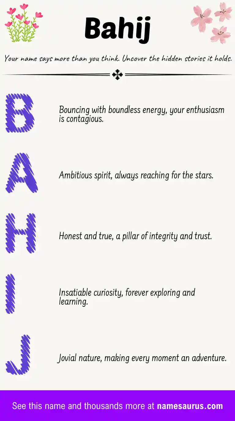 Acrostic poem about Bahij.