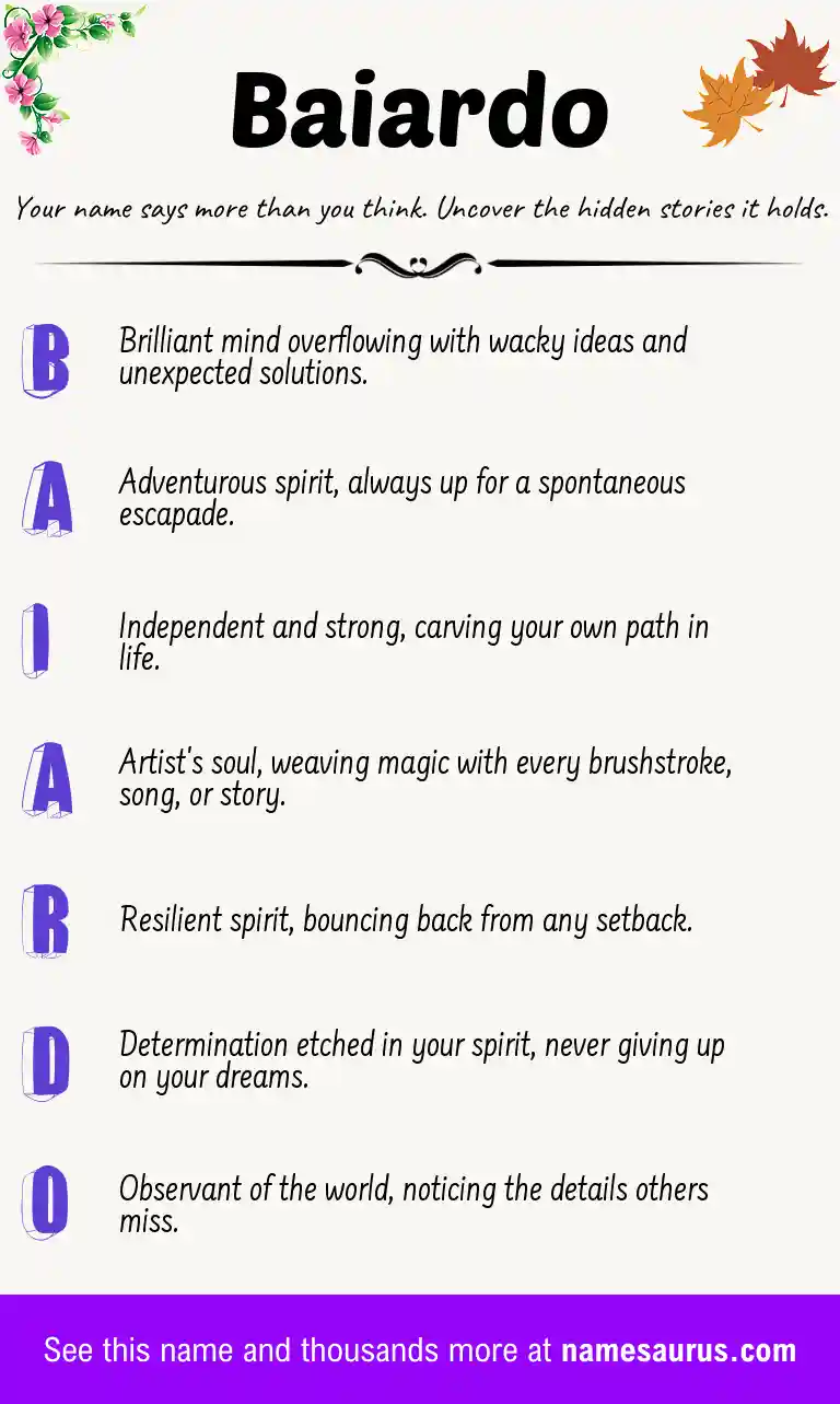 Acrostic poem about Baiardo.