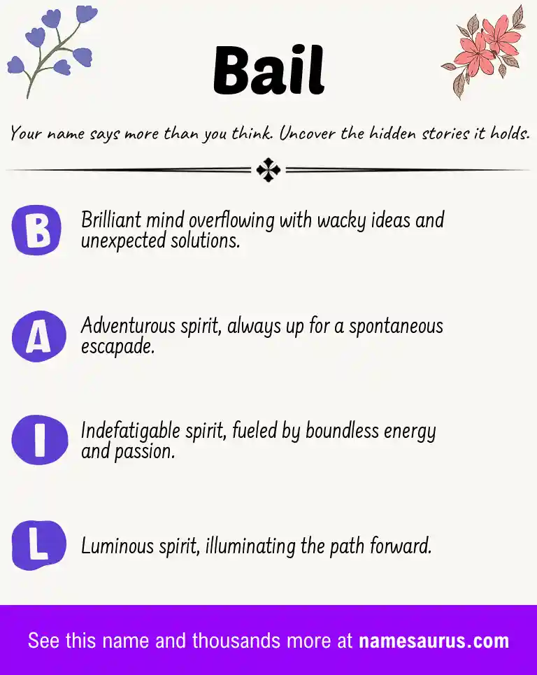 Acrostic poem about Bail.