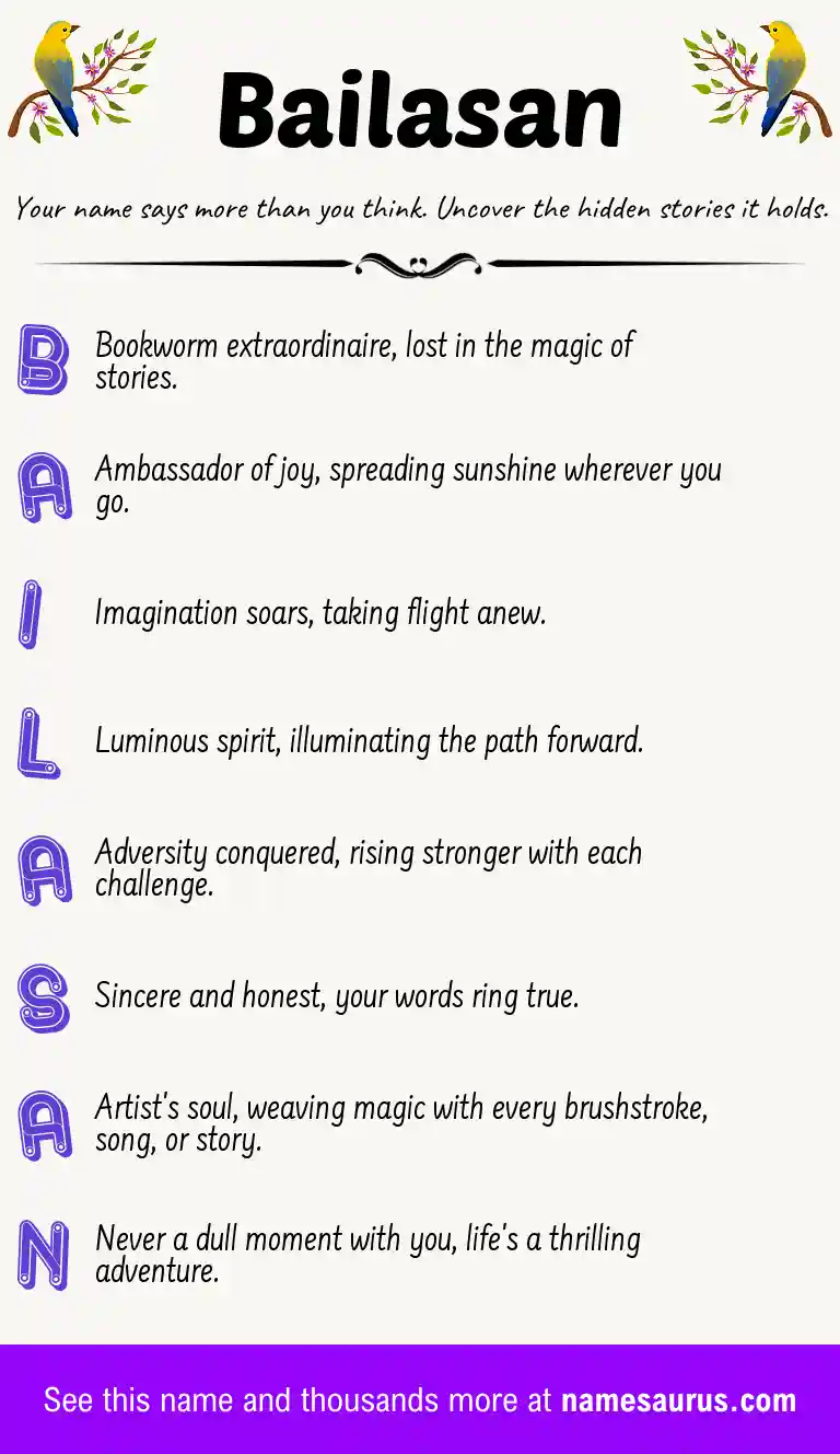 Acrostic poem about Bailasan.