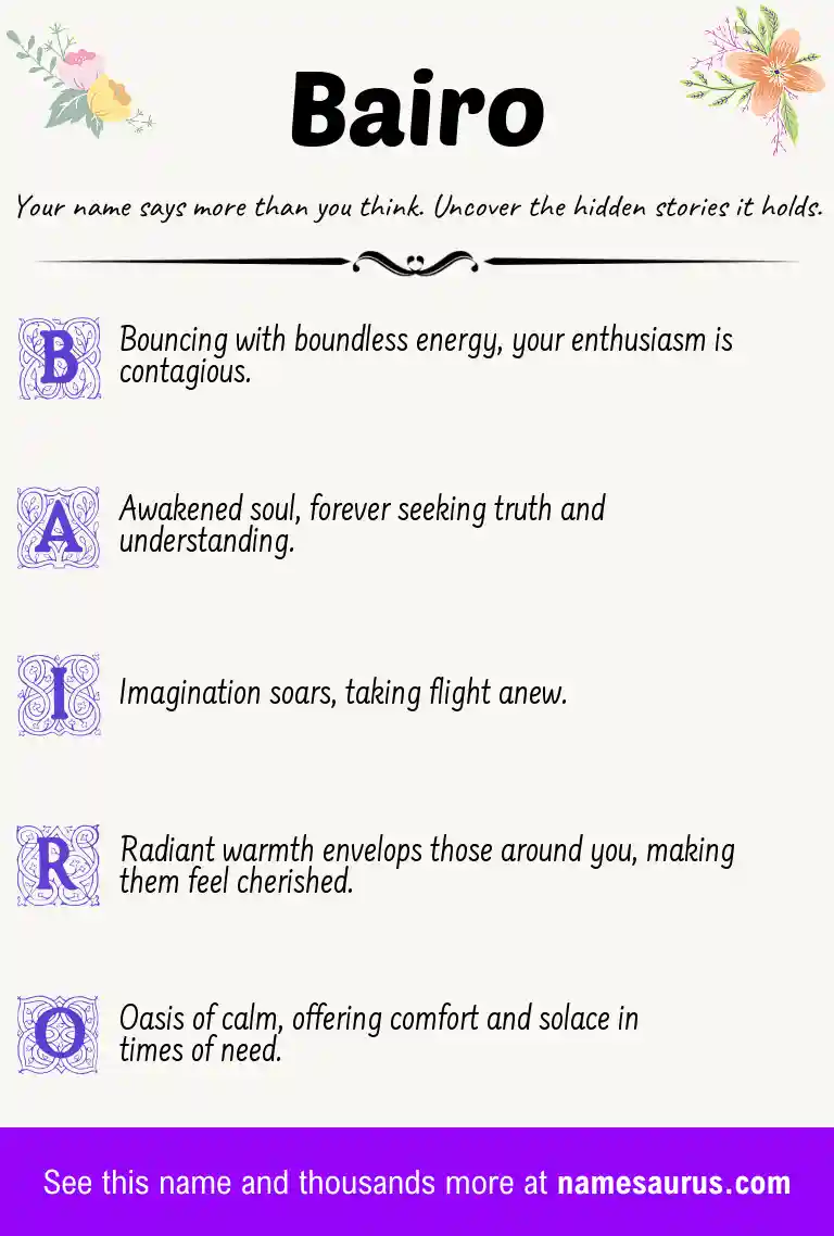 Acrostic poem about Bairo.