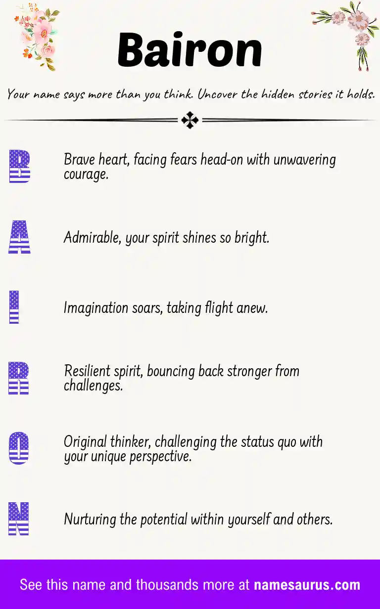 Acrostic poem about Bairon.