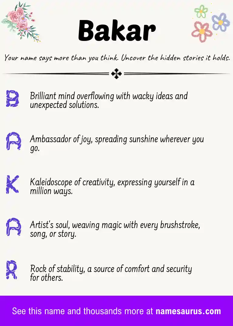 Acrostic poem about Bakar.