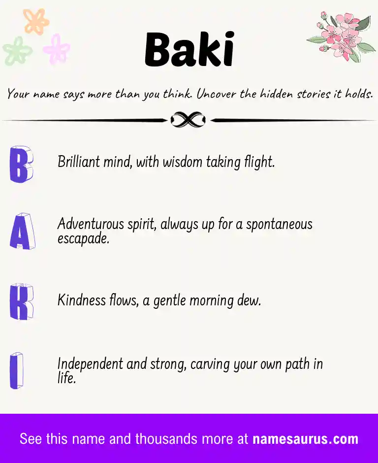 Acrostic poem about Baki.