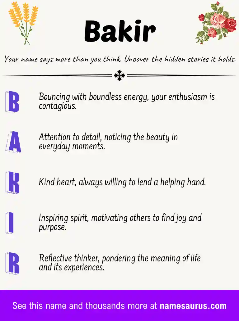 Acrostic poem about Bakir.
