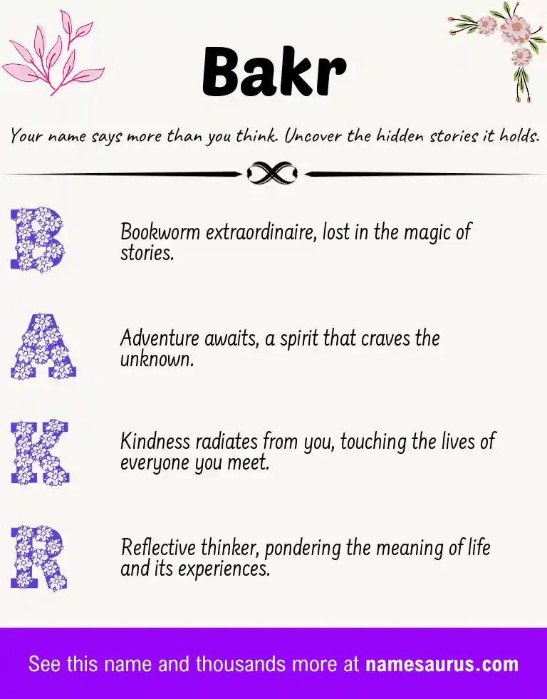 Acrostic poem about Bakr.