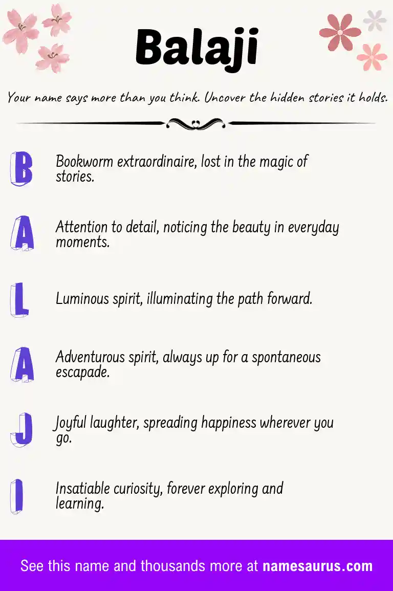 Acrostic poem about Balaji.
