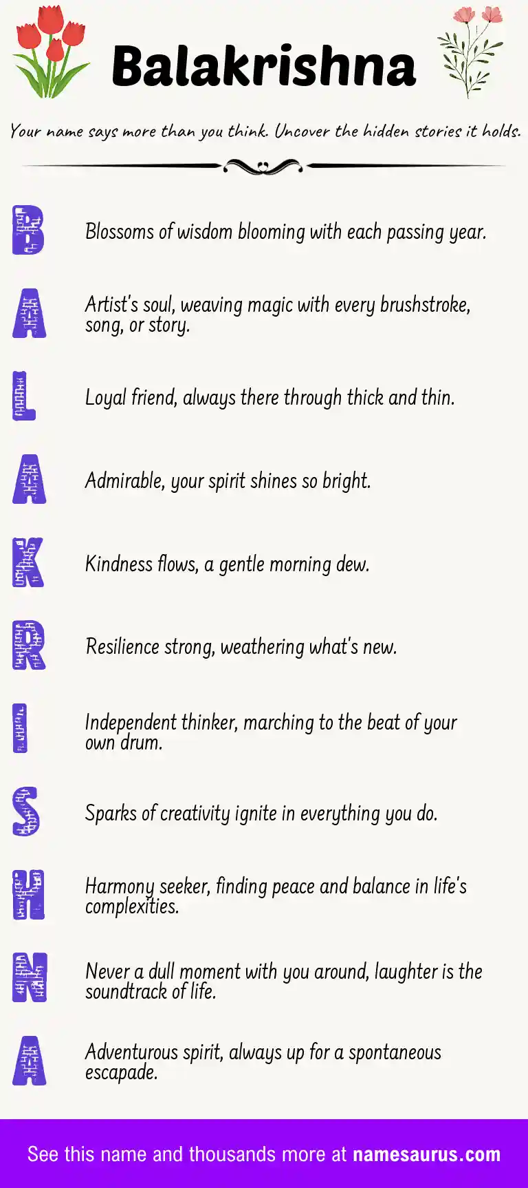 Acrostic poem about Balakrishna.