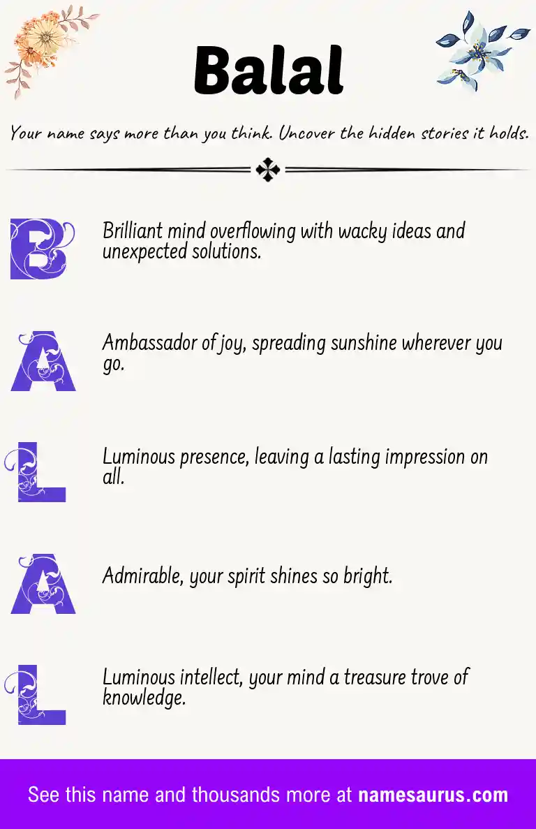 Acrostic poem about Balal.