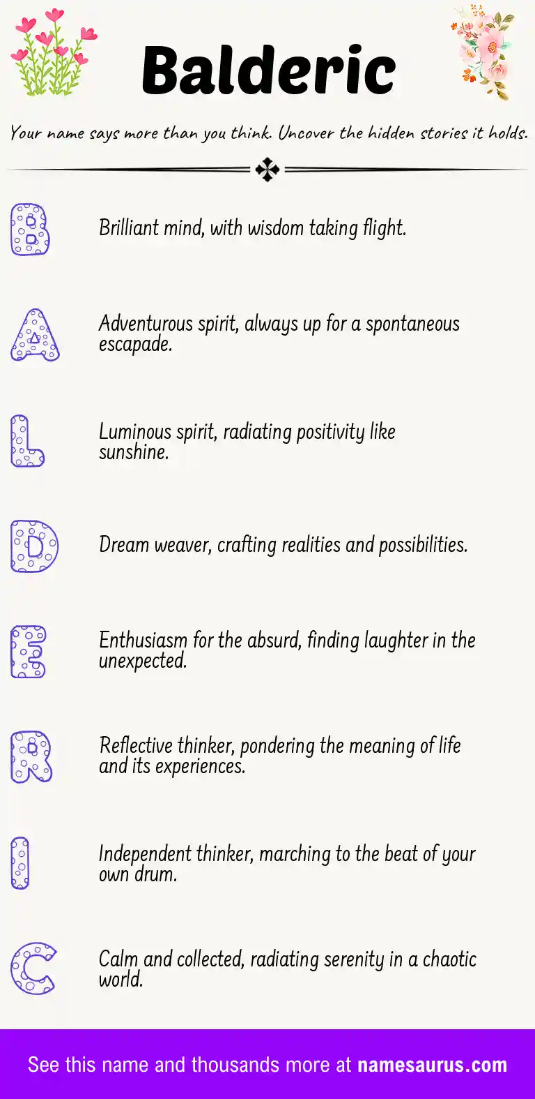 Acrostic poem about Balderic.