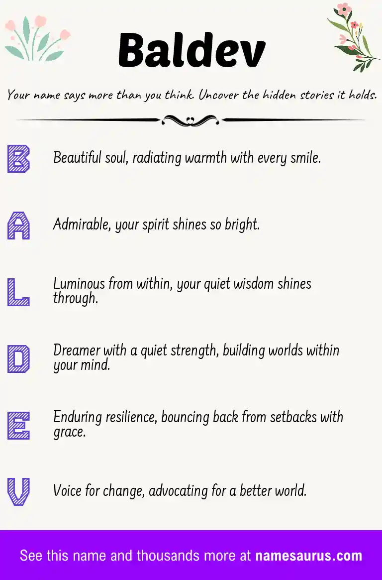 Acrostic poem about Baldev.