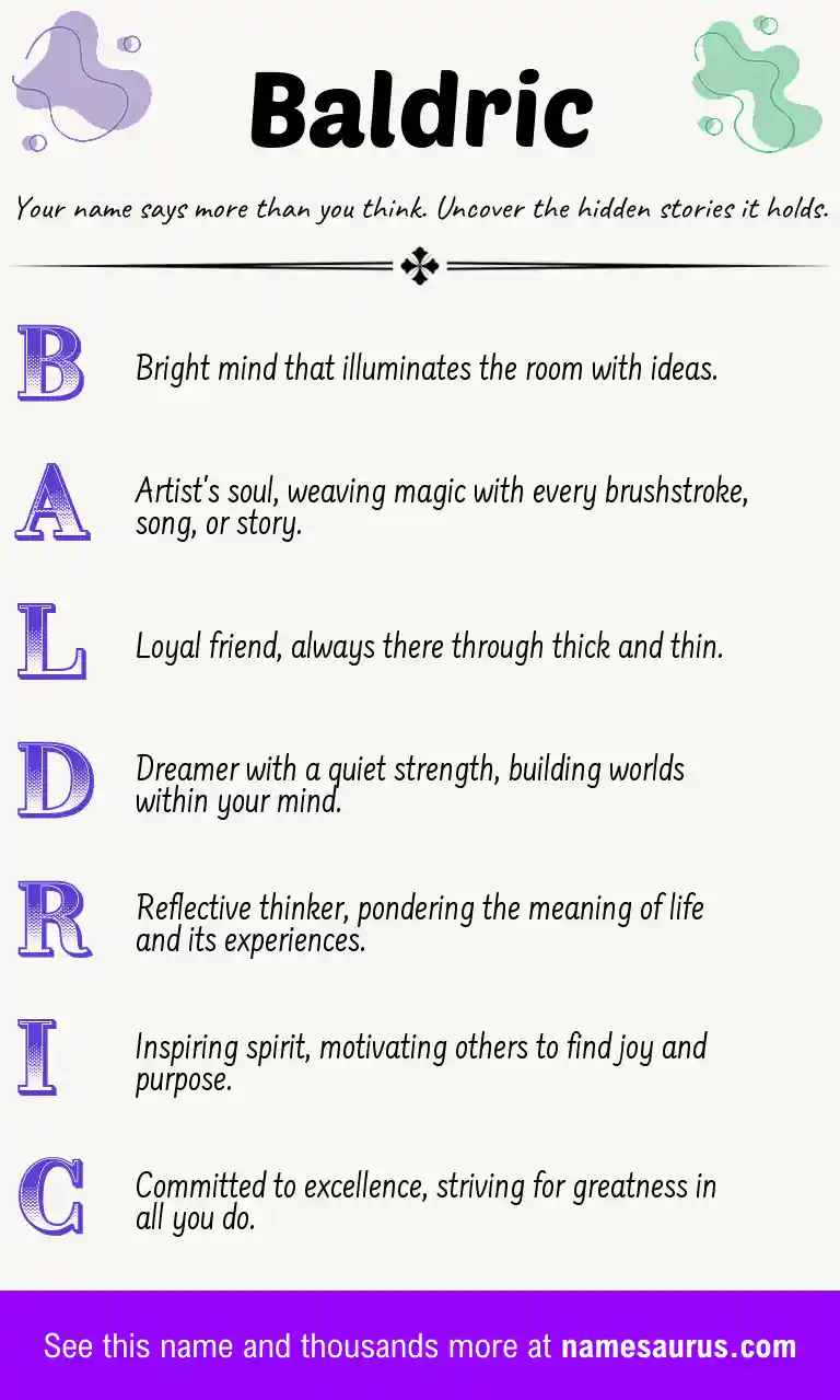 Acrostic poem about Baldric.