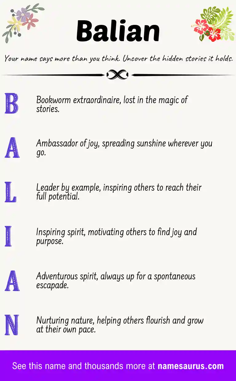 Acrostic poem about Balian.